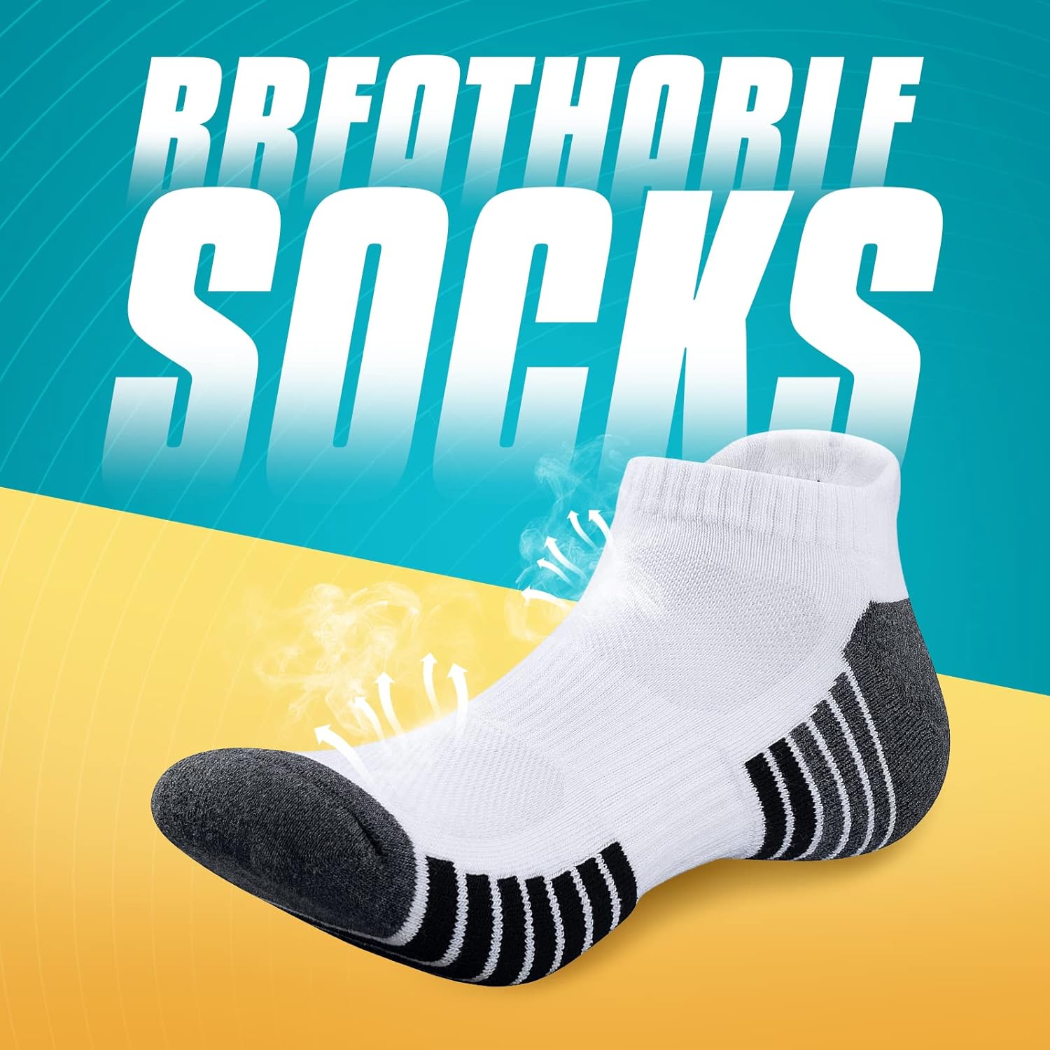 Thumbnail 4 de RUIXUE Mens Trainer Socks Cushioned Running Socks – Anti-Blister Cotton Ankle Socks (6 or 10 Pairs)