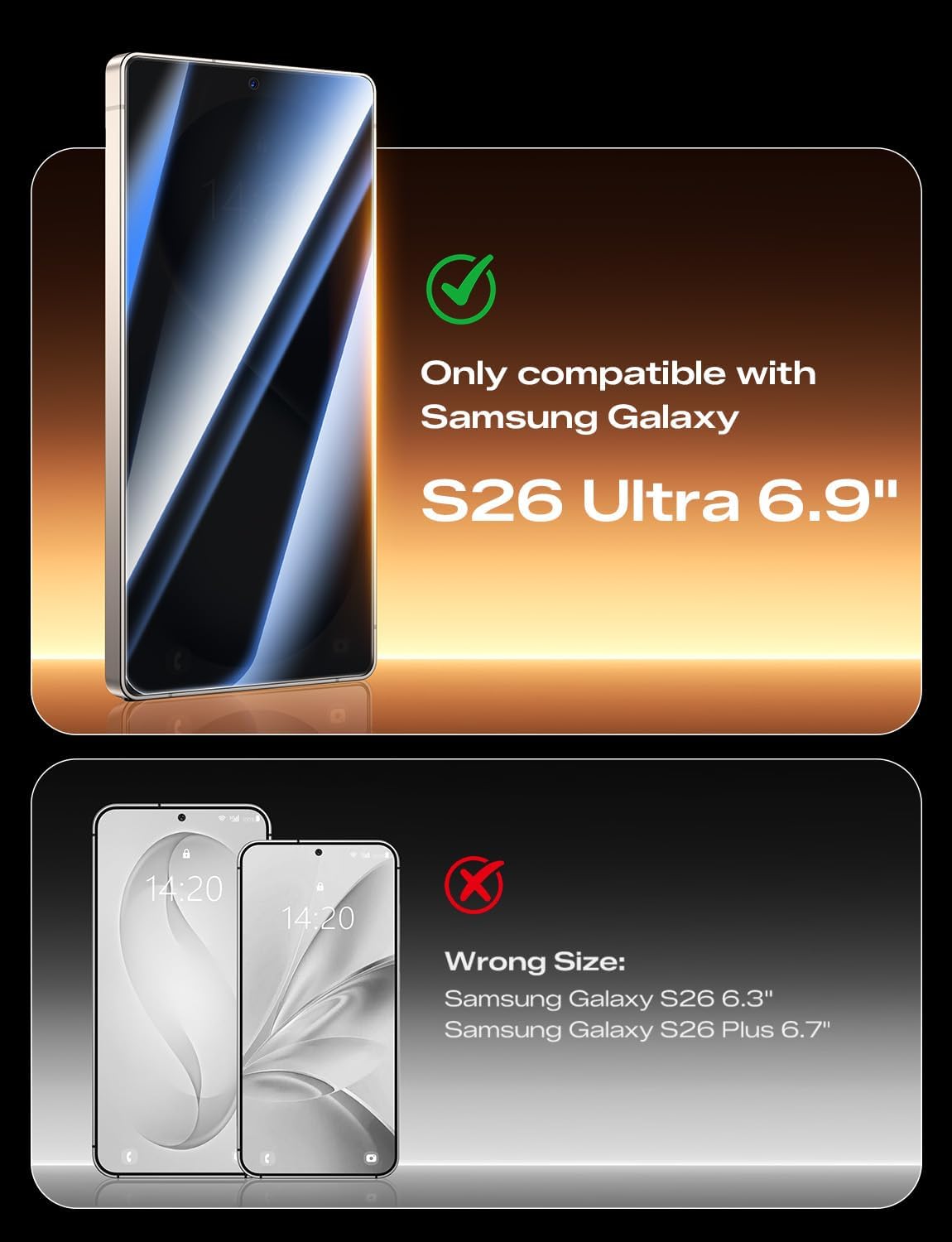 Detalle de MagicJohn 2-Pack 3rd Gen Privacy Screen Protector for Samsung Galaxy S26 Ultra
