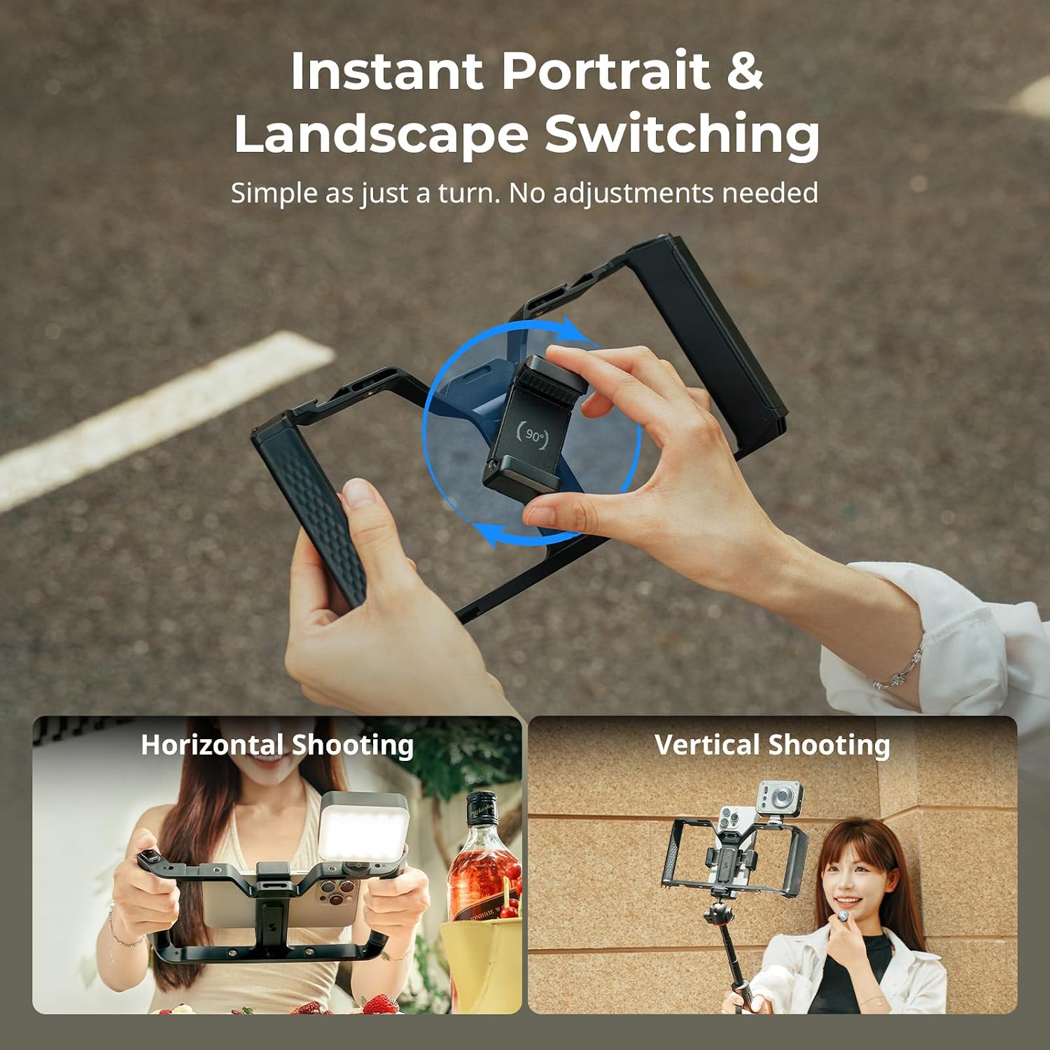 Thumbnail 4 de SmallRig IG-01 Cage universelle IntegraGrip pour téléphone, double poignée ultra-large et monture V (filetage 1/4”-20, prise QD)
