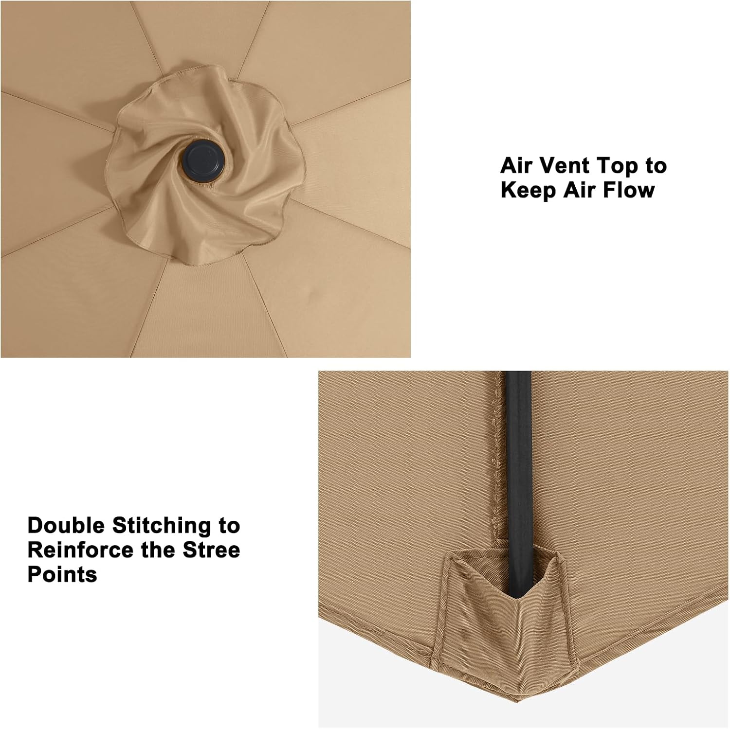 Detalle de MASTERCANOPY Patio Umbrella Replacement Canopy, 10 ft, 8-Rib, Gold
