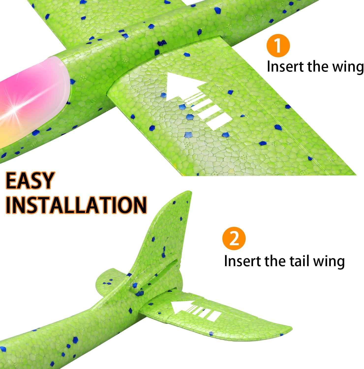 Thumbnail 3 de CUKU 6 Pack LED Light Airplane Toys: 17.5" Large Foam Gliders with 2 Flight Modes