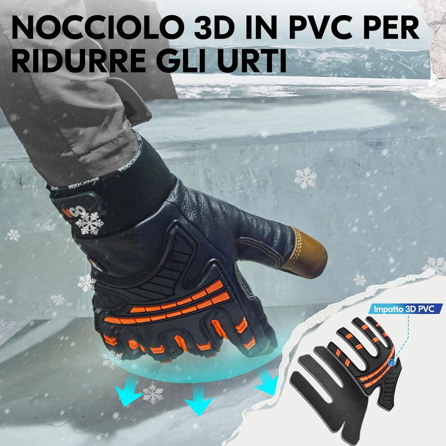 Thumbnail 3 de Vgo… Guanti Uomo Termici Impermeabili da Lavoro per edilizia, montaggio e freddo con touchscreen