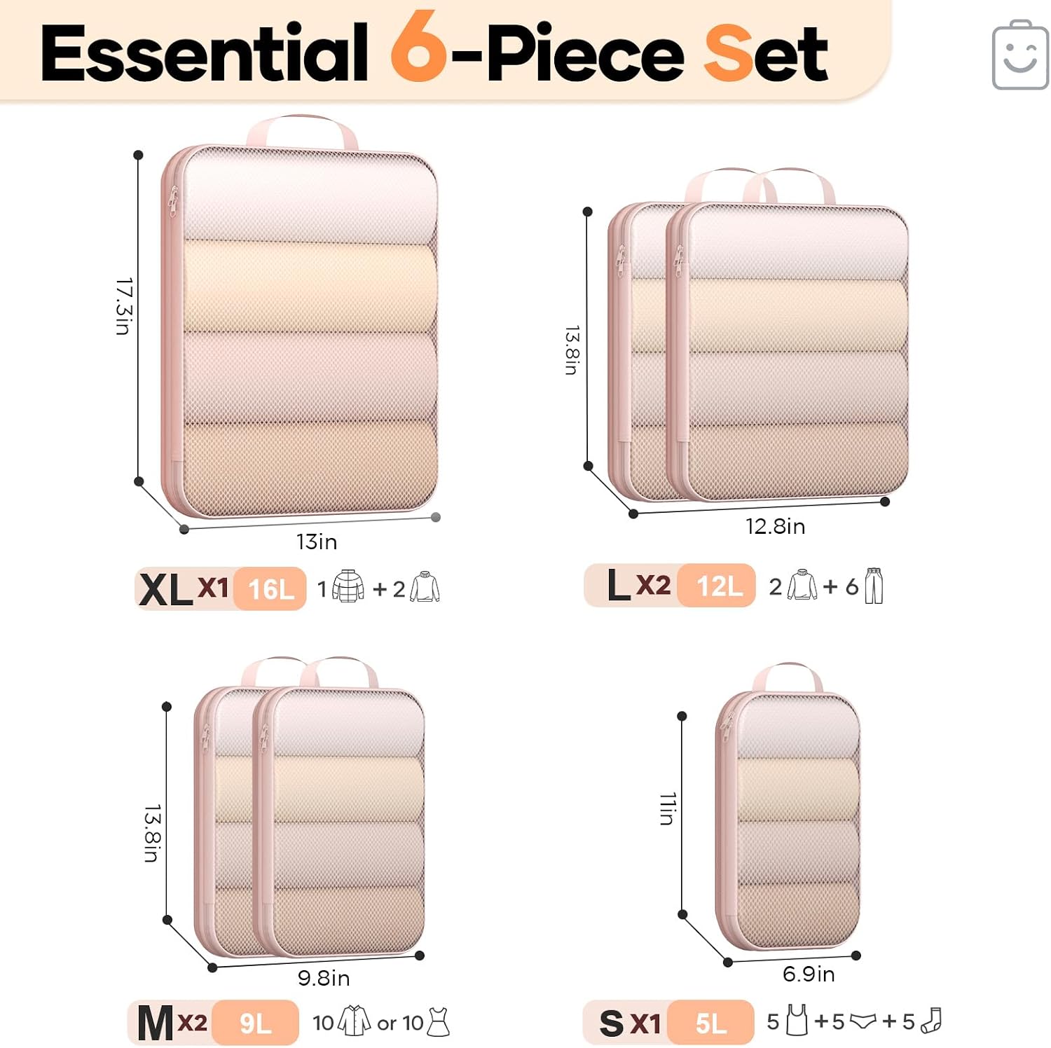 Thumbnail 1 de Veken Compression Packing Cubes, 6-Piece Set