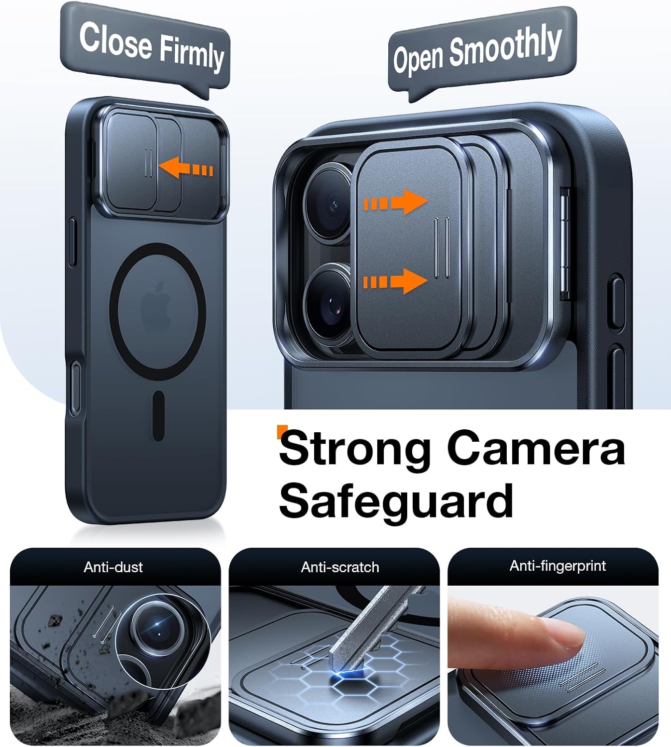 Detalle 2 de TORRAS for iPhone 16 Pro Max Case with Slide Camera Cover, Rotatable Kickstand & MagSafe