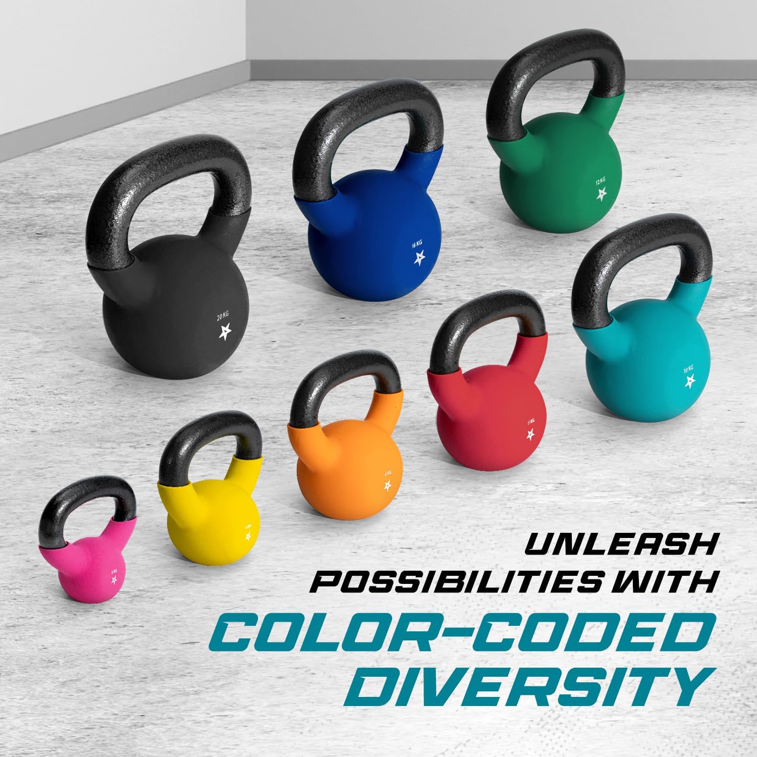 Thumbnail 3 de Yes4All Neoprene Coated Cast Iron Kettlebell (2–20 kg) – Single Multicolor Kettlebell for Home Gyms