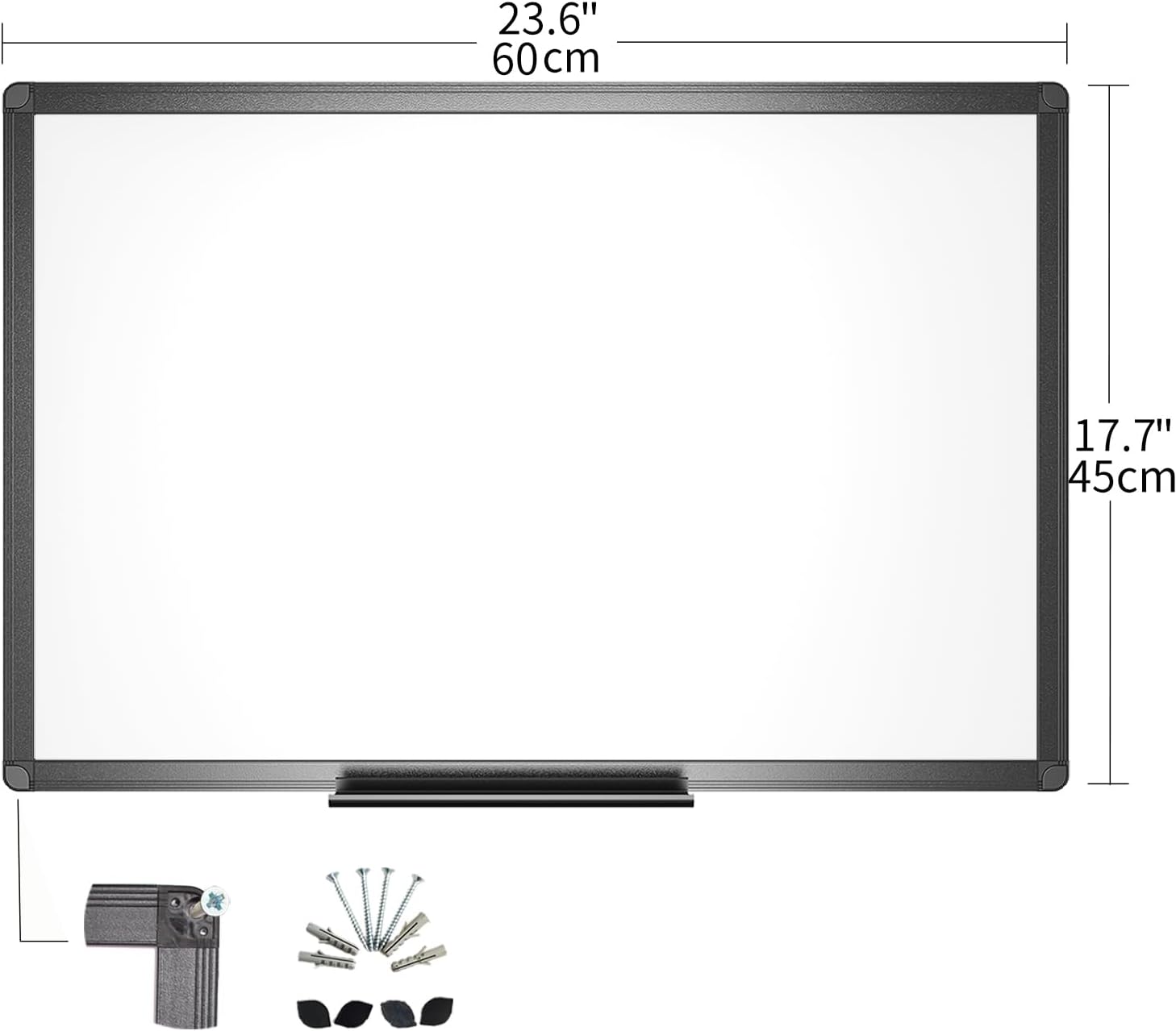 Detalle 2 de VIZ-PRO Small Magnetic Whiteboard 60 x 45 cm (Black Aluminium Frame) – drywipe board for office, home & school