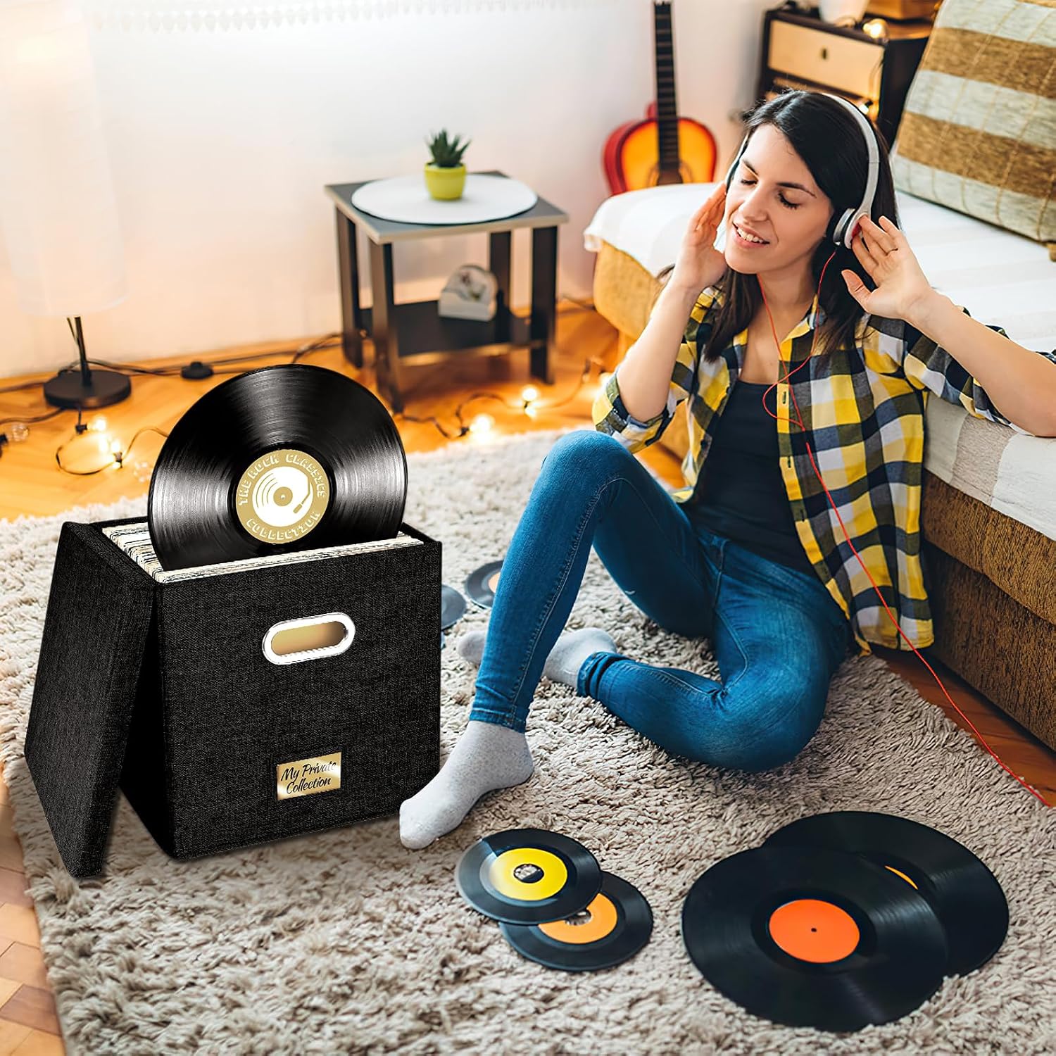 Thumbnail 4 de Aolawco 12-inch Vinyl Record Storage Box (folding, up to 100+ records) – Black
