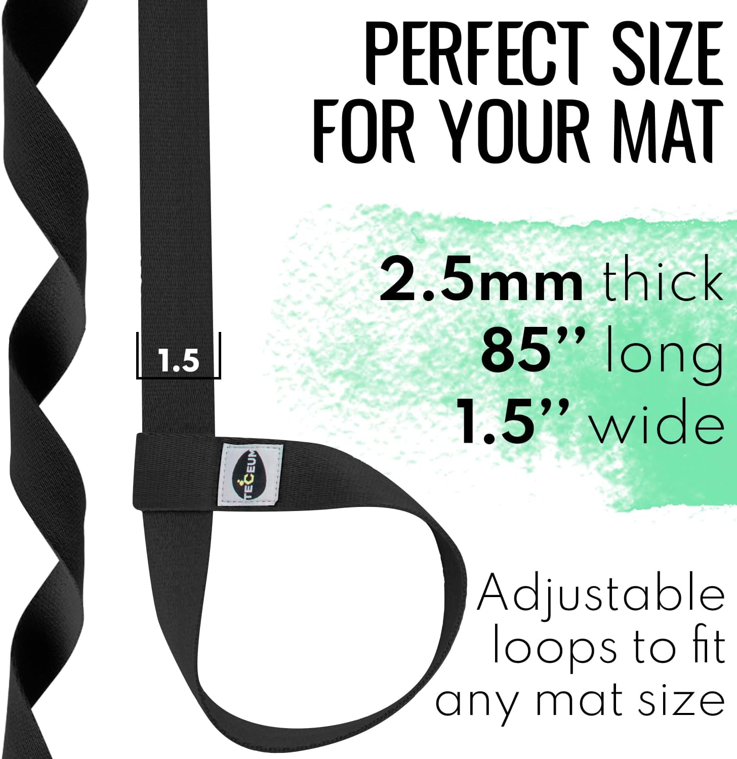 Thumbnail 3 de TECEUM Yoga Mat Strap, 85-Inch Cotton-Blend Carrier and Stretching Strap