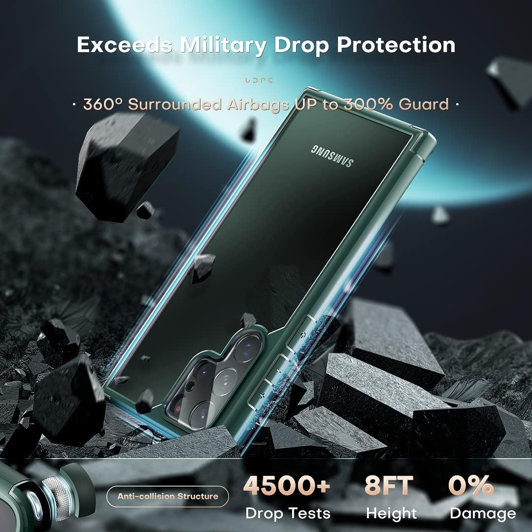 Thumbnail 1 de TOCOL 1+2 Pack Designed for Samsung Galaxy S22 Ultra Case – Green with 2× Camera Lens Protectors