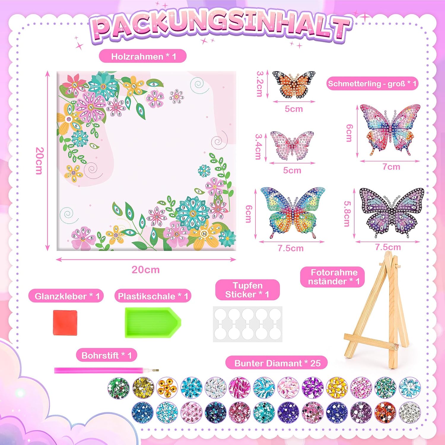 Thumbnail 5 de Diamond Painting Kinder Schmetterling 5D