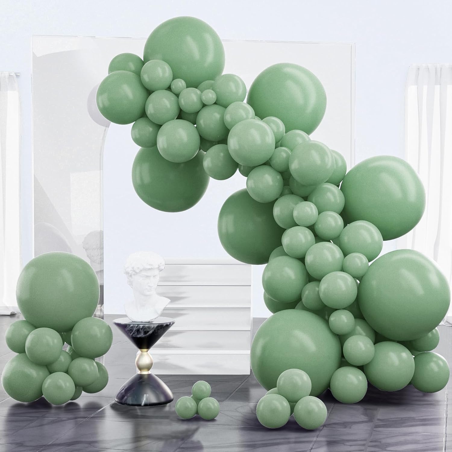 Detalle de PartyWoo Sage Green Latex Balloons Kit (100 pcs, mixed sizes)