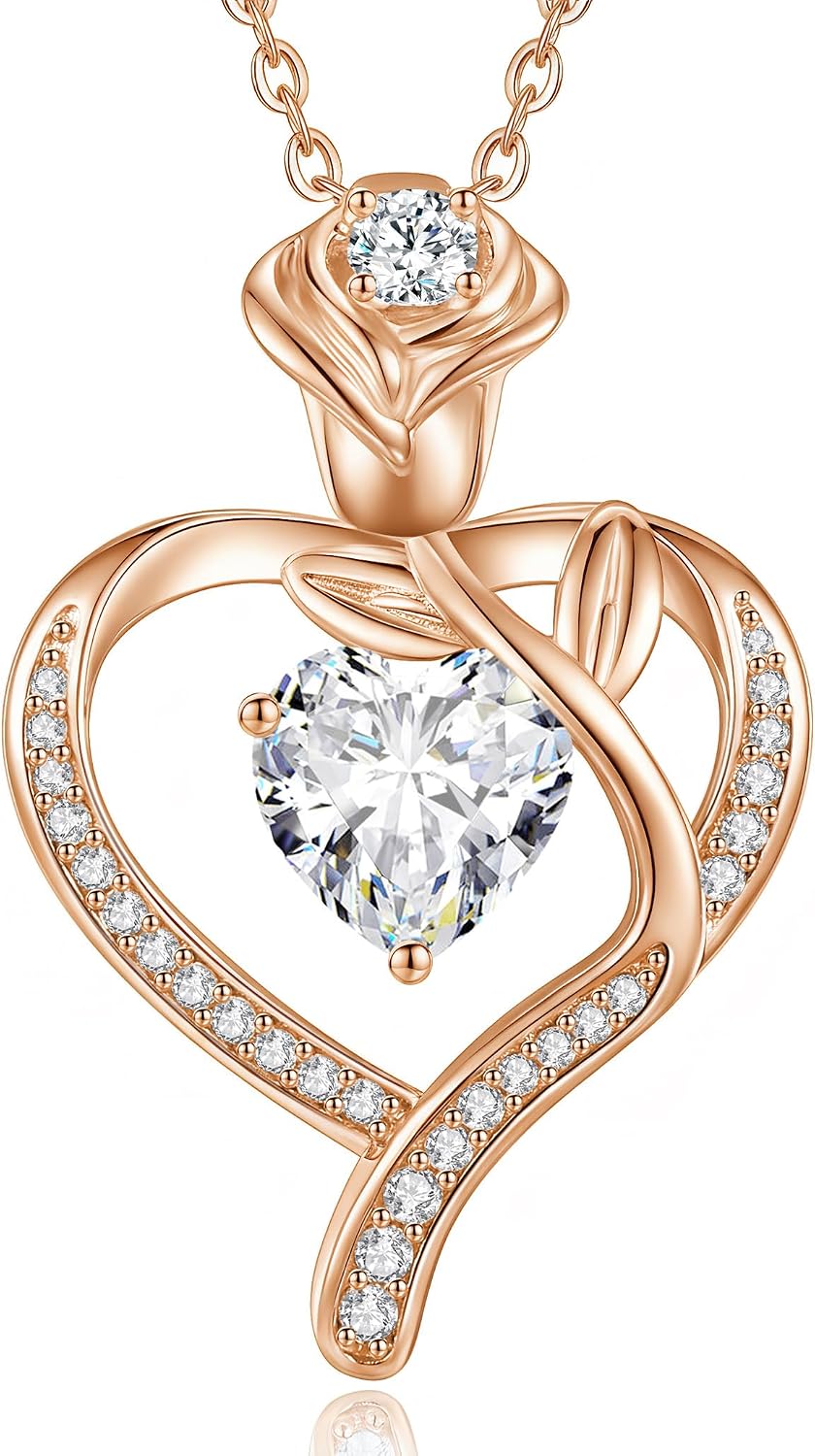 Thumbnail 6 de CDE Collana Oro Rosa Cuore Pendente Pietra di Nascita – Eleganza romantica e personalizzata