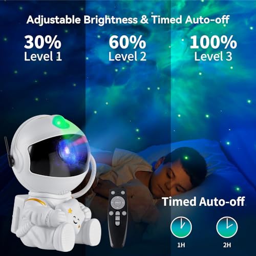 Detalle de MAZ-TEK Astronaut Galaxy Star Projector – 360° Nebula Lights with Remote, Timed Rotation