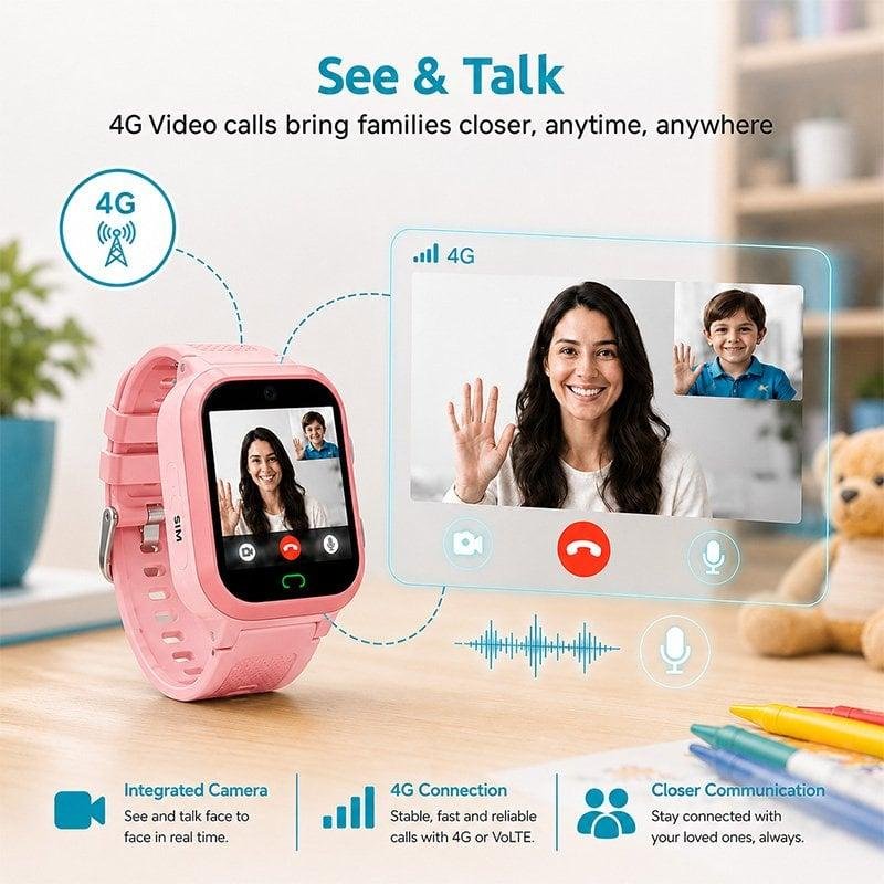 Detalle de Nilait Kids Watch Safe GPS 4G Rosa: reloj infantil con videollamadas, SOS y control parental