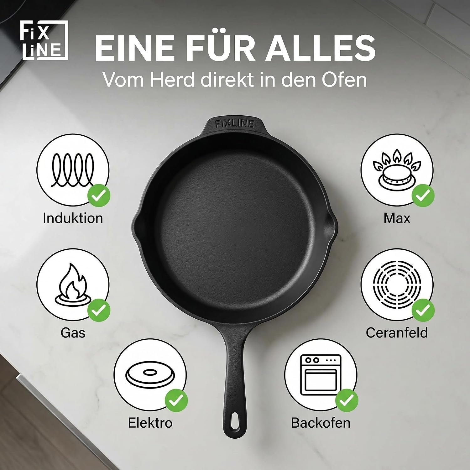 Detalle 2 de FIXLINE Gusseisenpfanne 28 cm für Induktion