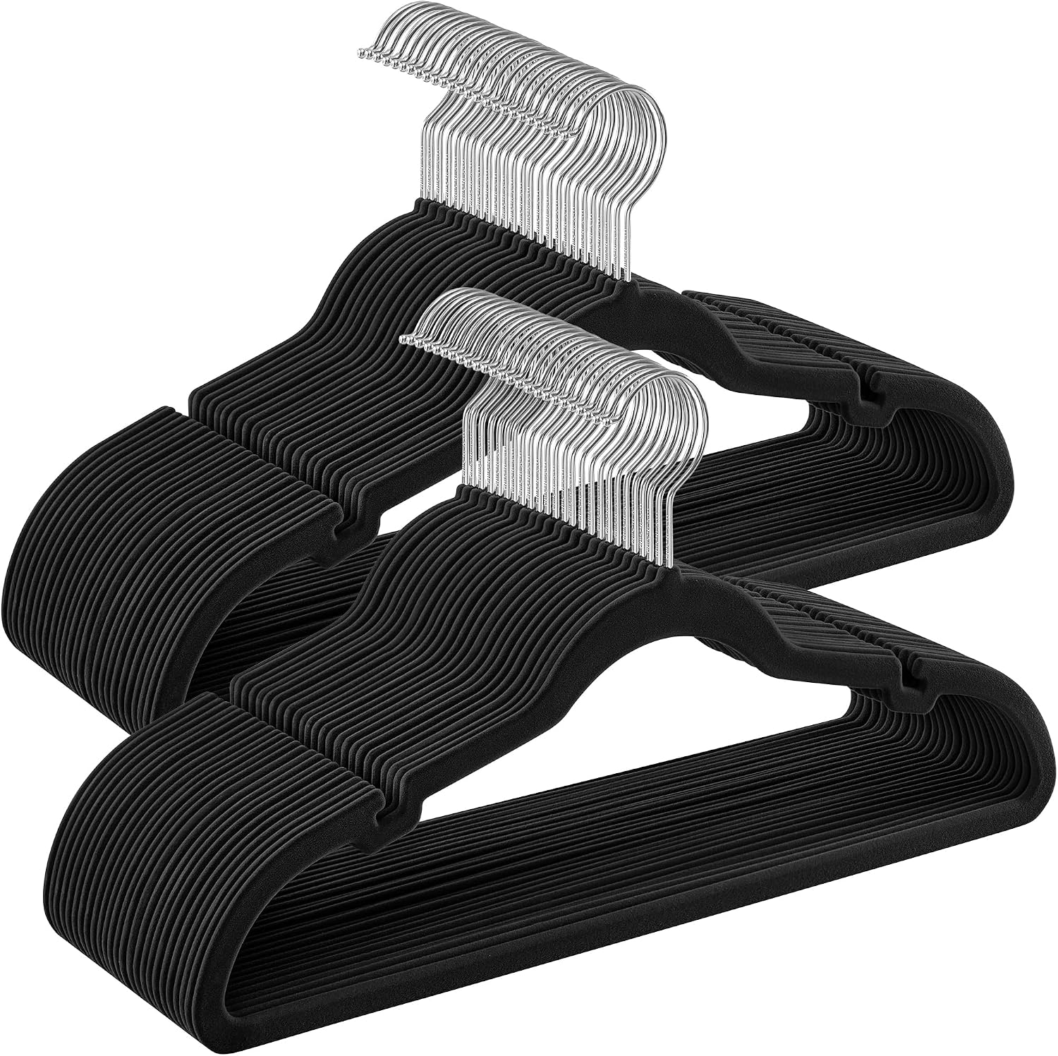 Detalle de SONGMICS CRF029B05 Velvet Coat Hangers, 50 Pack, Non-Slip, Swivel Hook