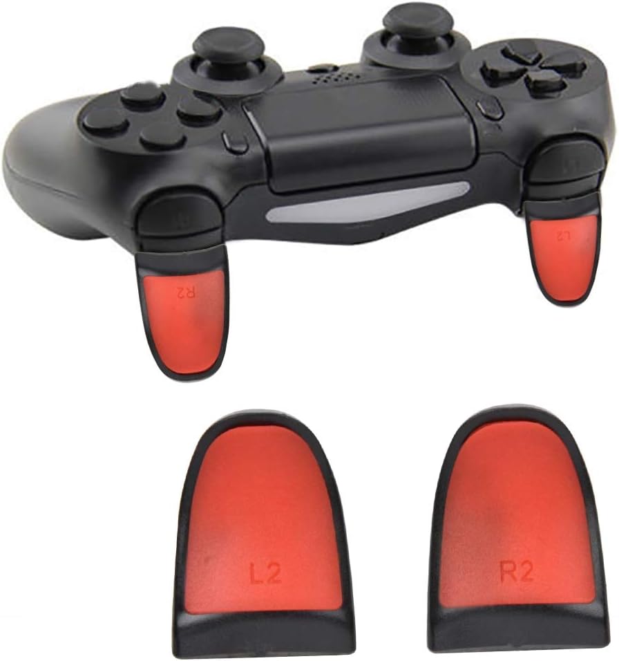 Detalle 2 de Extended Buttons Trigger for PS4 Controller (Red) – Soft Touch ABS Extenders