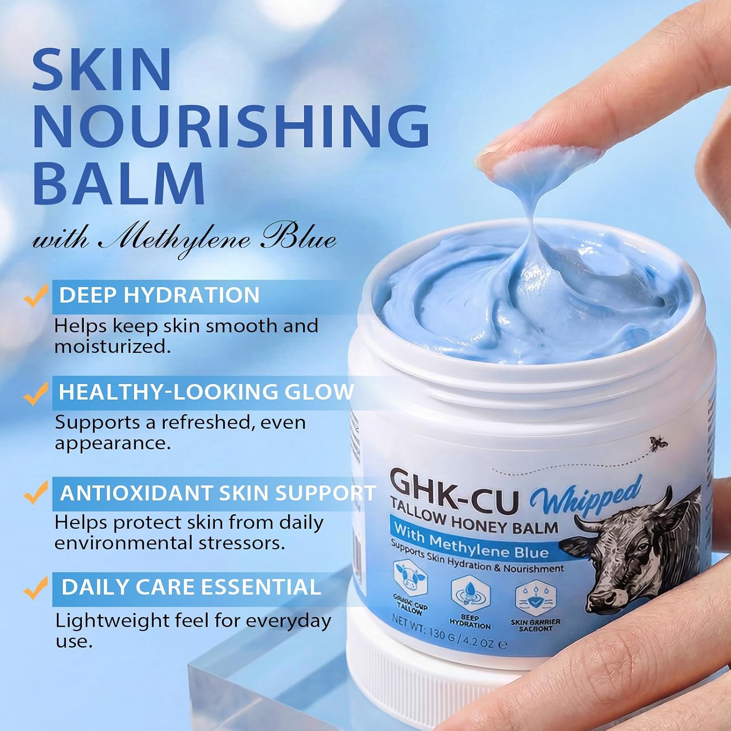Detalle de ECHTEYUN GHK-Cu Whipped Tallow Balm + Copper Peptide, 4.2 oz