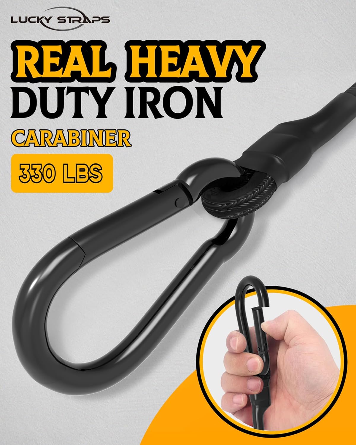 Thumbnail 1 de LuckyStraps 96'' Heavy Duty Carabiner Bungee Cords (2-Pack) with Locking Hooks, Black