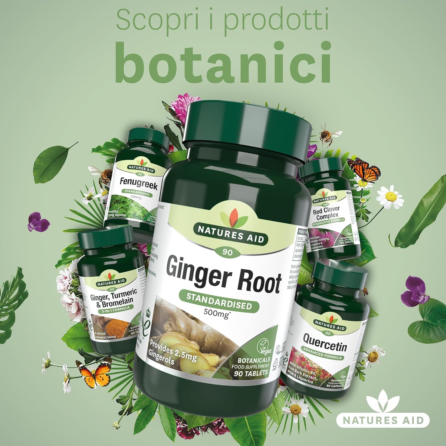 Thumbnail 6 de Natures Aid Racine de gingembre 500 mg – 90 comprimés végétaux (complément alimentaire, Vegan Society)