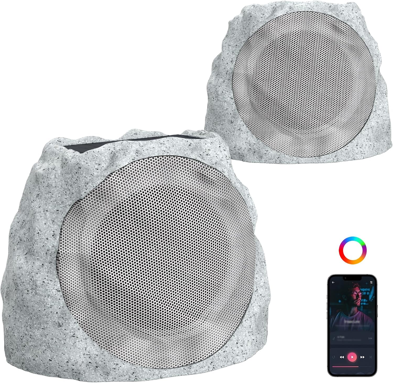 Thumbnail 6 de JMJEAN Outdoor Bluetooth Speakers (2 Pack) — Solar-Powered, Waterproof Rock Speakers for Patio & Backyard