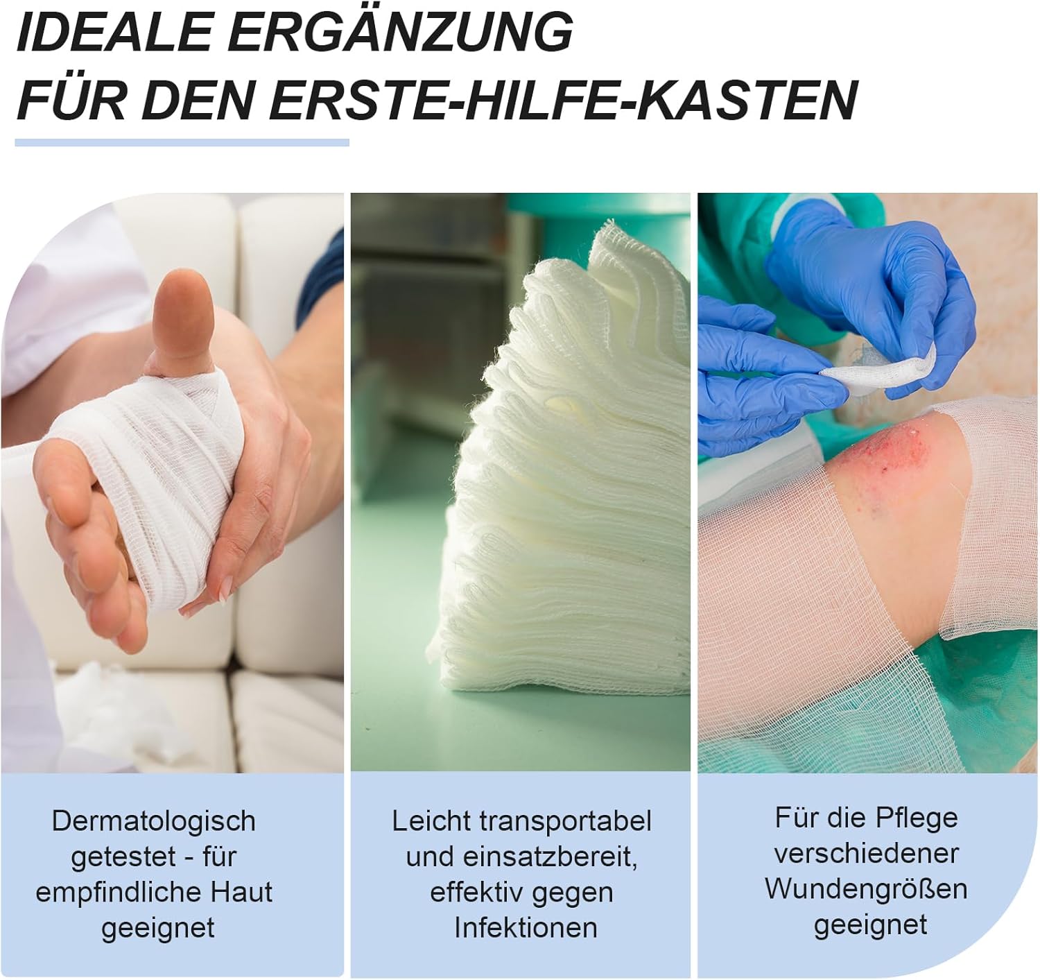 Thumbnail 4 de HansaGT Medical sterile Wundkompressen 10x10 cm, 50 Stück (8-lagig, STERIL)
