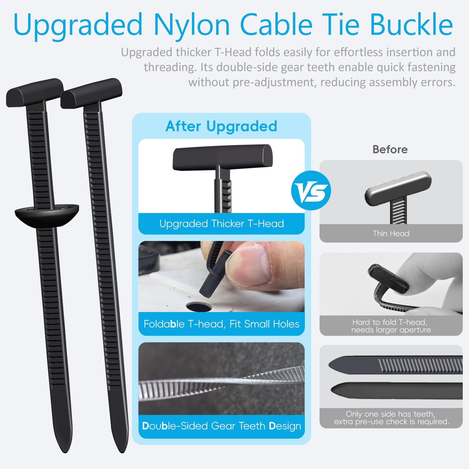 Thumbnail 1 de 50Pcs Nylon Universal Cable Tie Buckles for Repairs