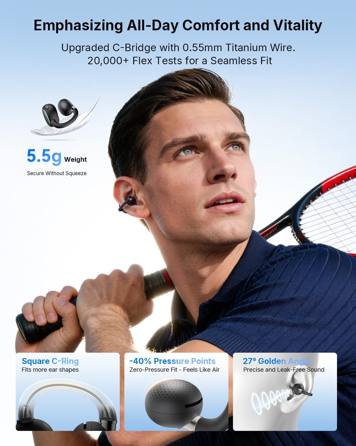 Detalle de EarFun Clip 2 Open Ear Headphones: Clip-On Comfort with Hi-Res LDAC and Open-Ear Awareness
