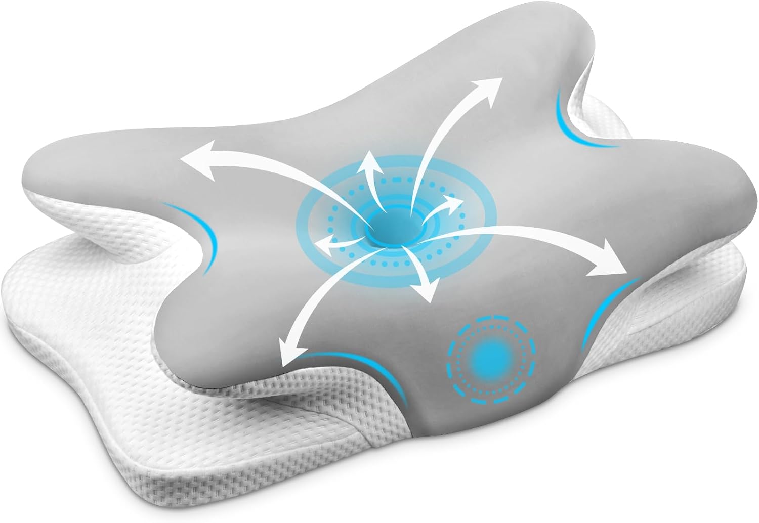 Detalle de Ehomfory Memory Foam Pillow for Sleeping – Ergonomic Contour Side Sleeper Pillow (Silver)