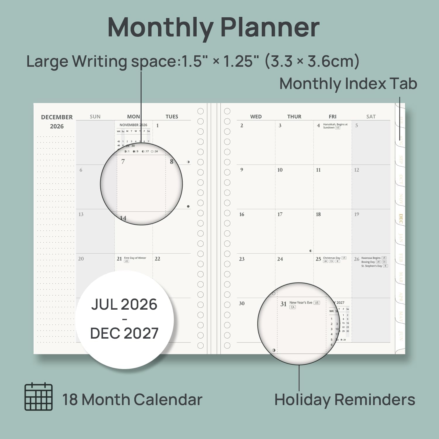 Thumbnail 3 de POPRUN Monthly Planner 2026–2027, 18 Months 📘