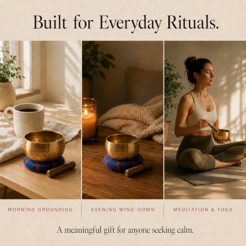 Detalle 2 de Ohm Store Handcrafted Tibetan Singing Bowl Set (3.5”) for Meditation, Sound Healing & Yoga