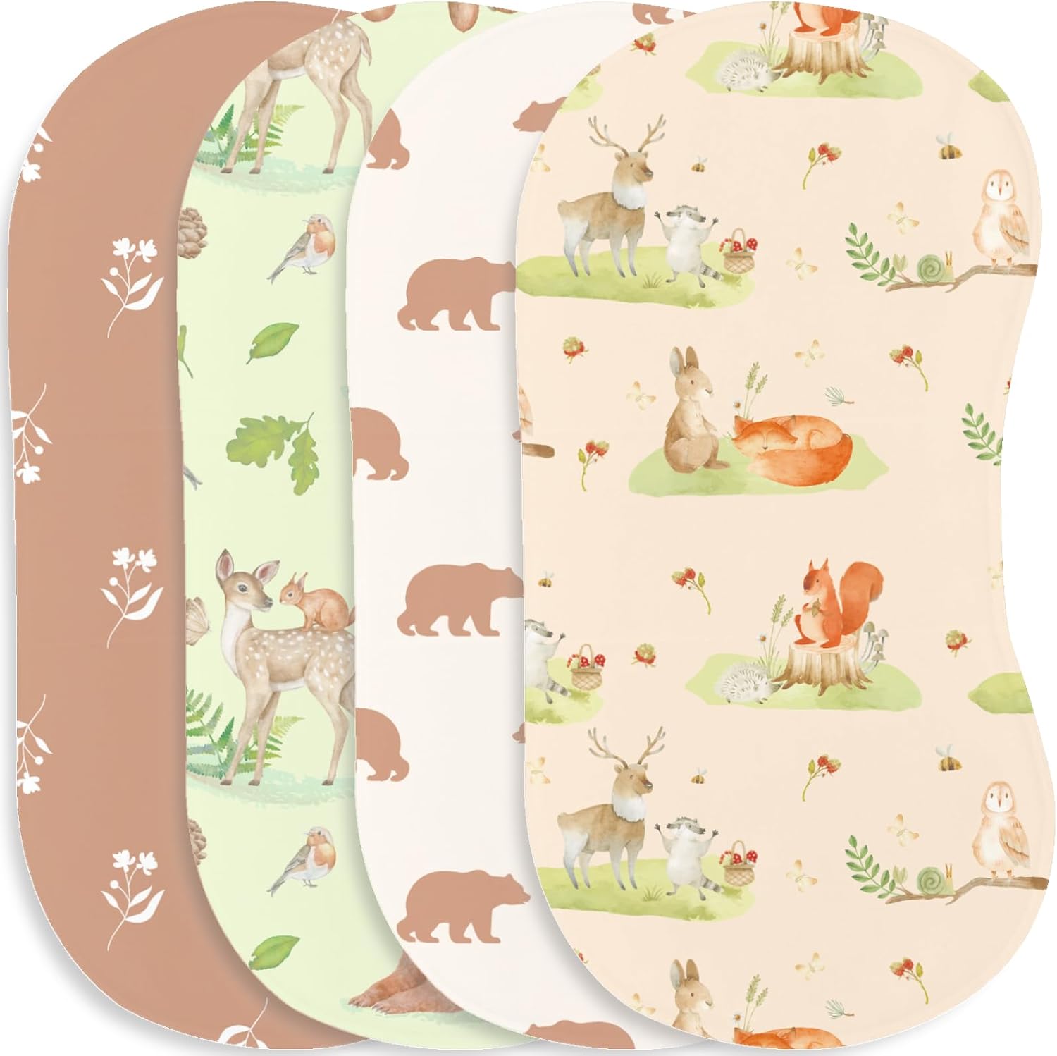 Detalle de Wauprant LYP-ZC-D6C7B Woodland Baby Burp Cloths, 4-Pack, Cotton Muslin