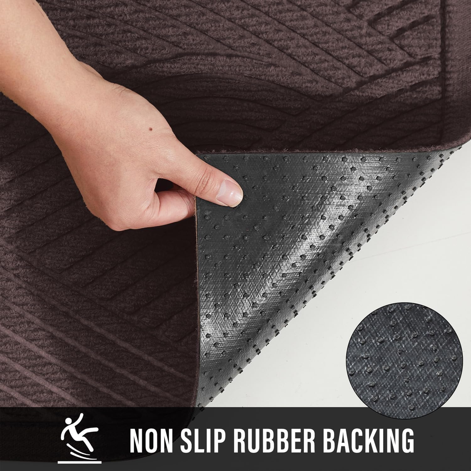 Detalle de HIYARD Zerbino Front Door Mat, 29 x 17, Coffee, Low-Profile Non-Slip