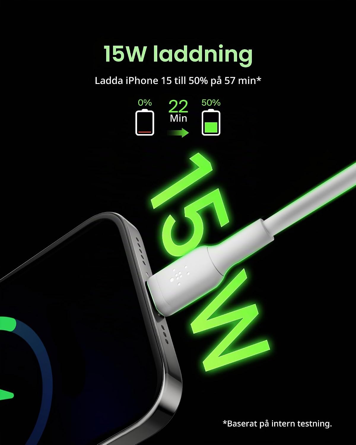 Thumbnail 1 de Belkin USB-A–till-USB-C-kabel, 2-pack, 3,3 ft och 15 W