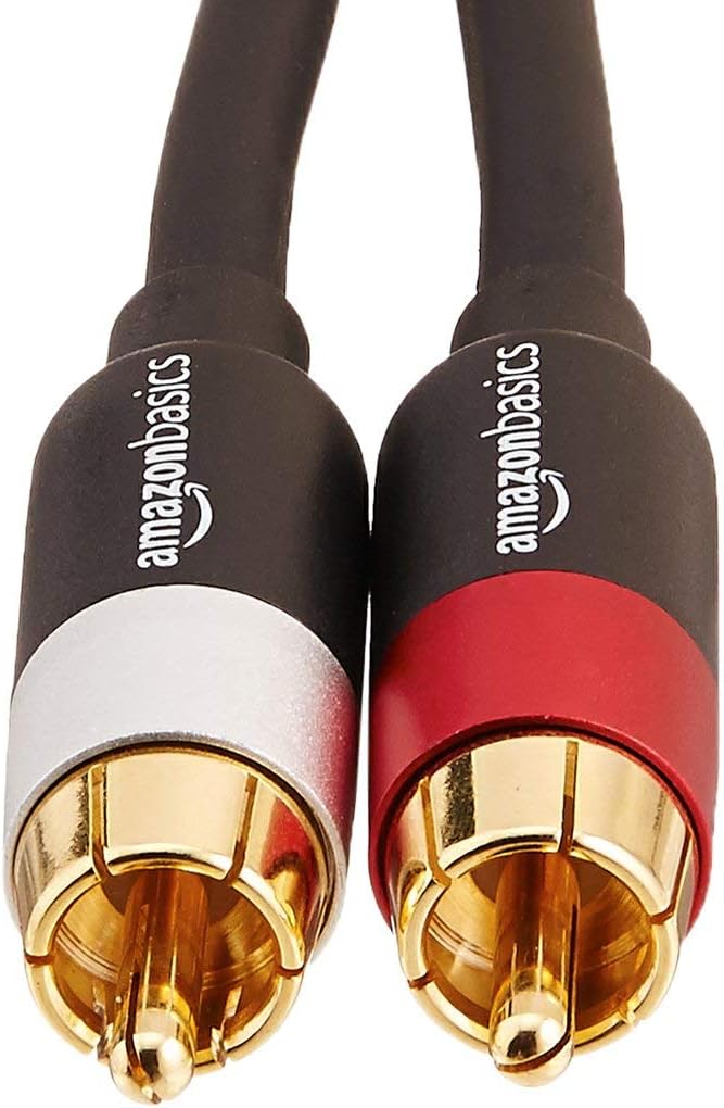 Thumbnail 1 de Amazon Basics 2 RCA audio cable (2.4 m) with gold-plated connectors for amp, active speakers or subwoofer