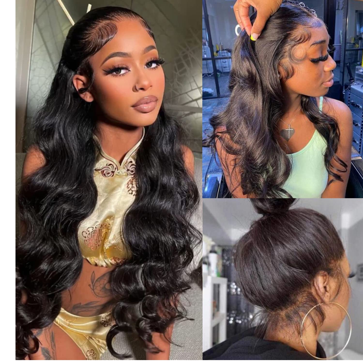 Detalle de Catti 360 Lace Front Wig, 22-Inch Body Wave Human Hair with HD Lace