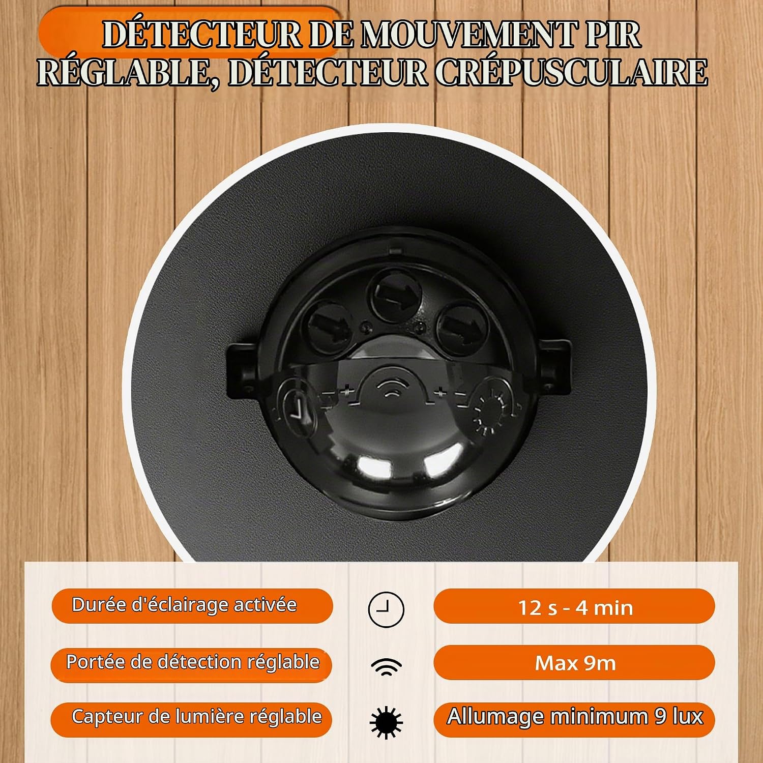 Detalle 2 de JNR ST5009 buitenwandlamp met PIR-sensor, IP54 en 5 W GU10-ledlamp