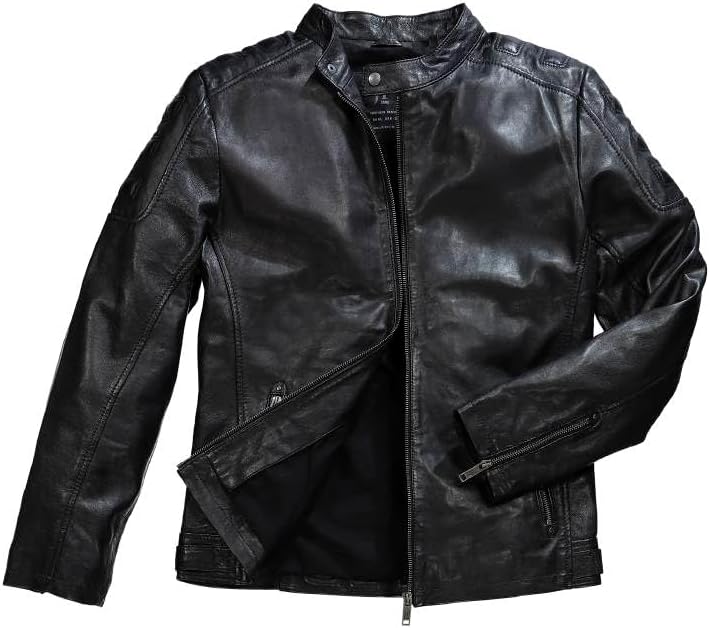 Detalle 1 de Veste motard JP 1880 pour hommes, tailles L à 8XL – cuir nappa d'agneau haut de gamme, épaules matelassées