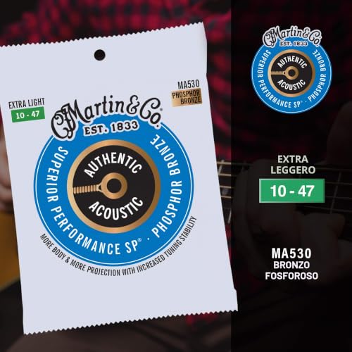 Detalle de Martin MA530 Authentic SP Extra Light Phosphor Bronze 10-47 — Corde per chitarra acustica