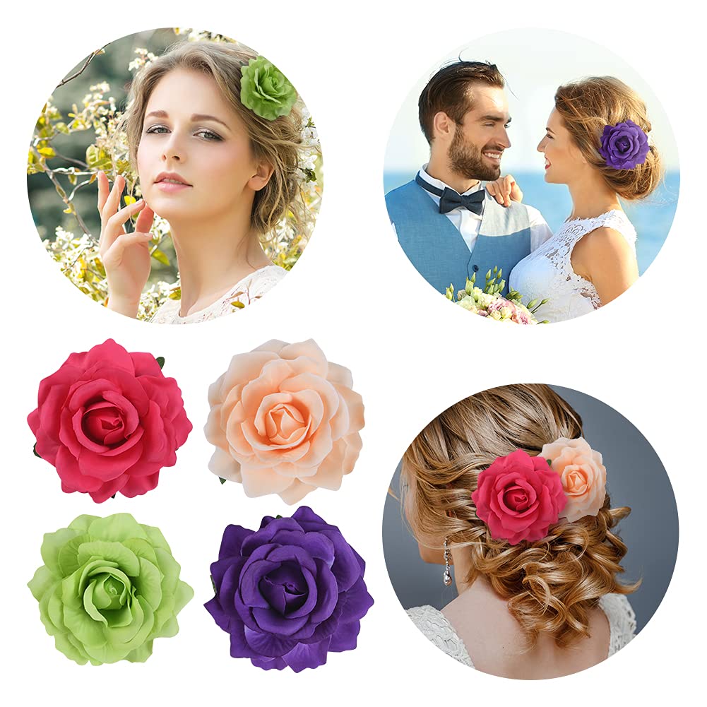 Detalle de URAQT 10er-Pack Blumen-Haarclips (bunt) – Haarspangen als Clip oder Brosche für Mädchen & Frauen