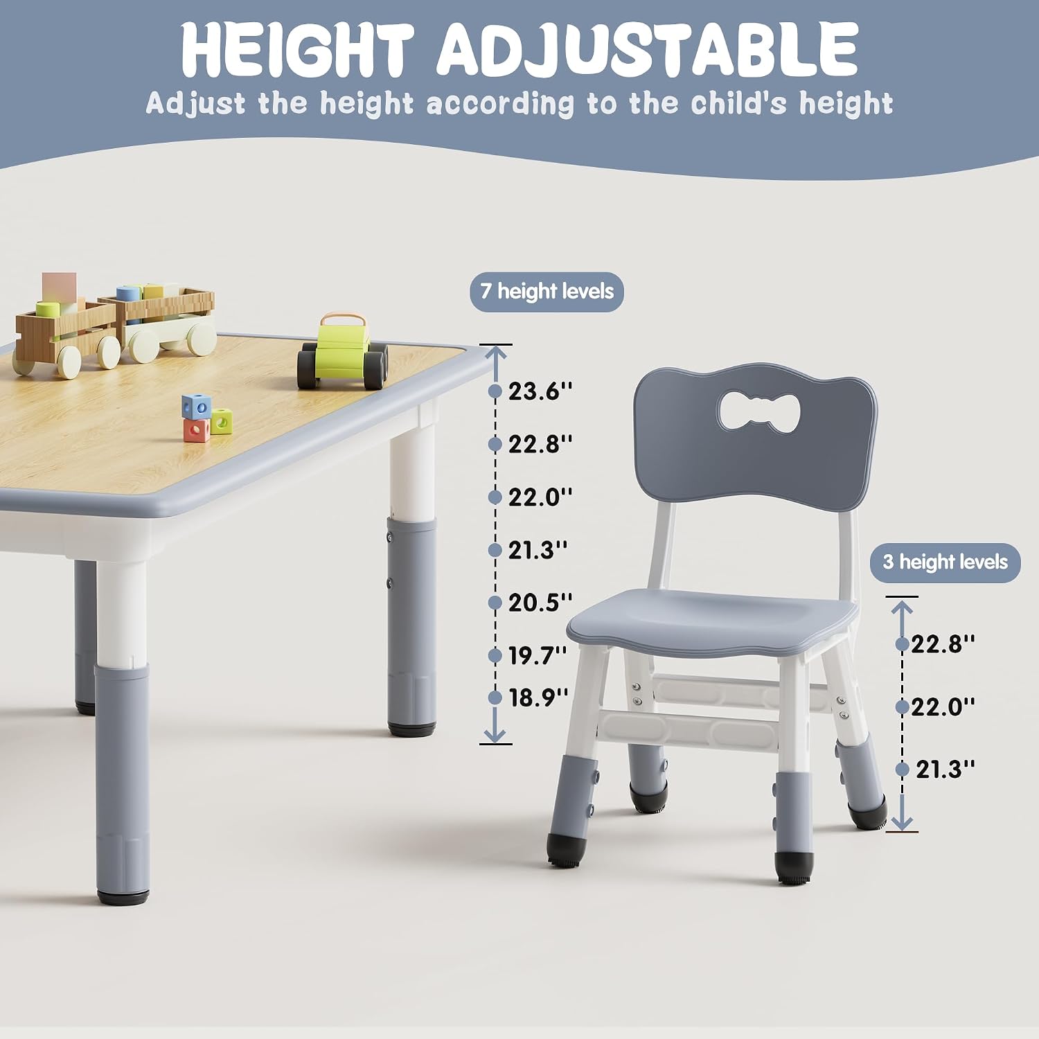 Detalle de Brelley Height-Adjustable Kids' Table and Chair Set