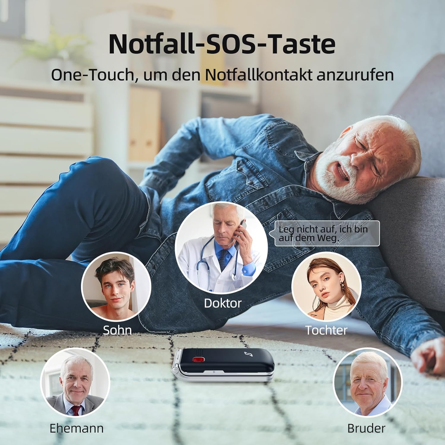 Thumbnail 2 de SweetLink F1PLUS Seniorenhandy: Klapphandy mit SOS, Großtasten, Akku 1000 mAh und Ladestation