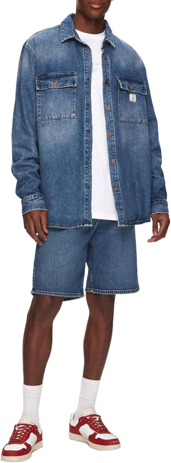 Detalle de LTB Steven – Chemise homme en denim durable, col boutonné, coupe droite