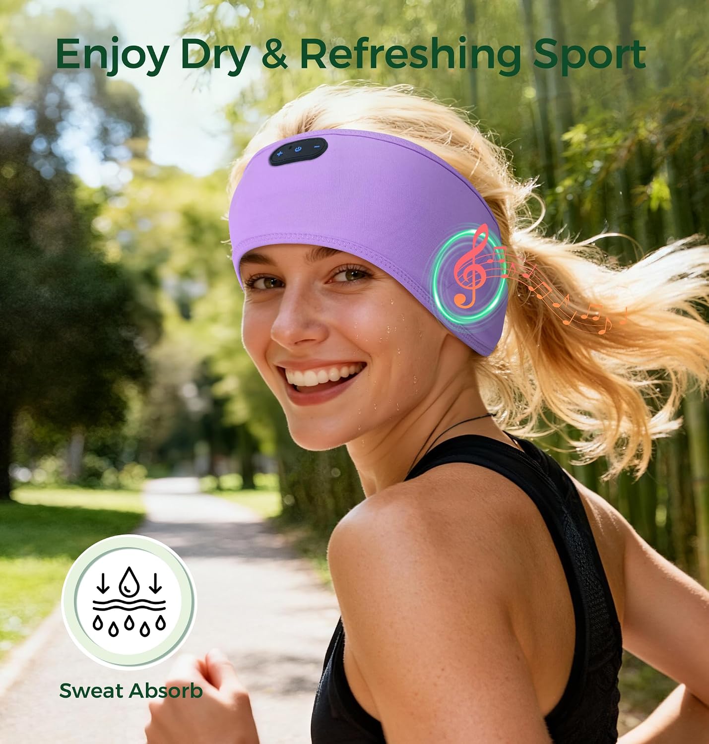 Detalle de MUSICOZY Sleep Headphones Bluetooth Headband (Ultra-thin speakers) for side sleepers