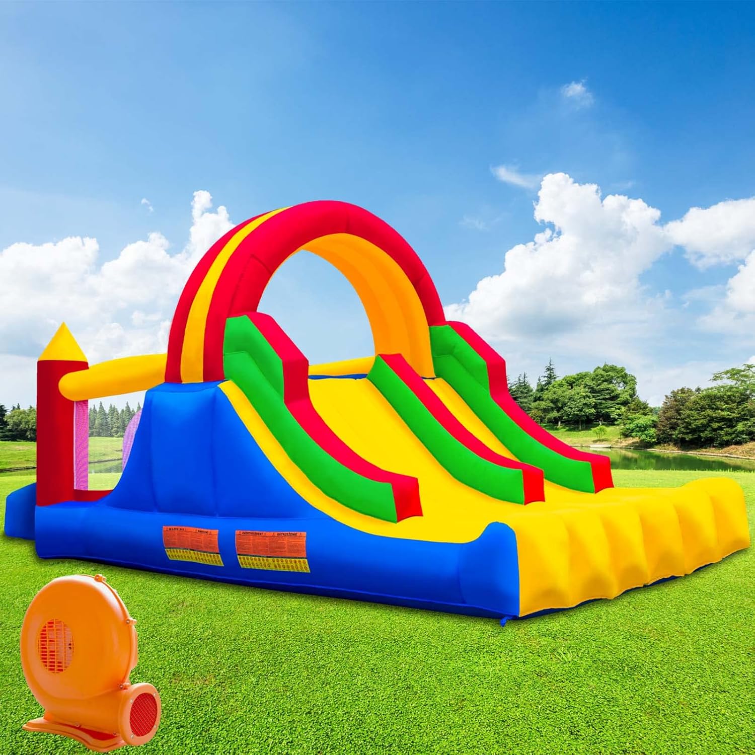 Detalle de Ballsea Large Inflatable Bounce House with Dual Slides and Climbing Wall – 4.88 x 2.23 x 2.2m