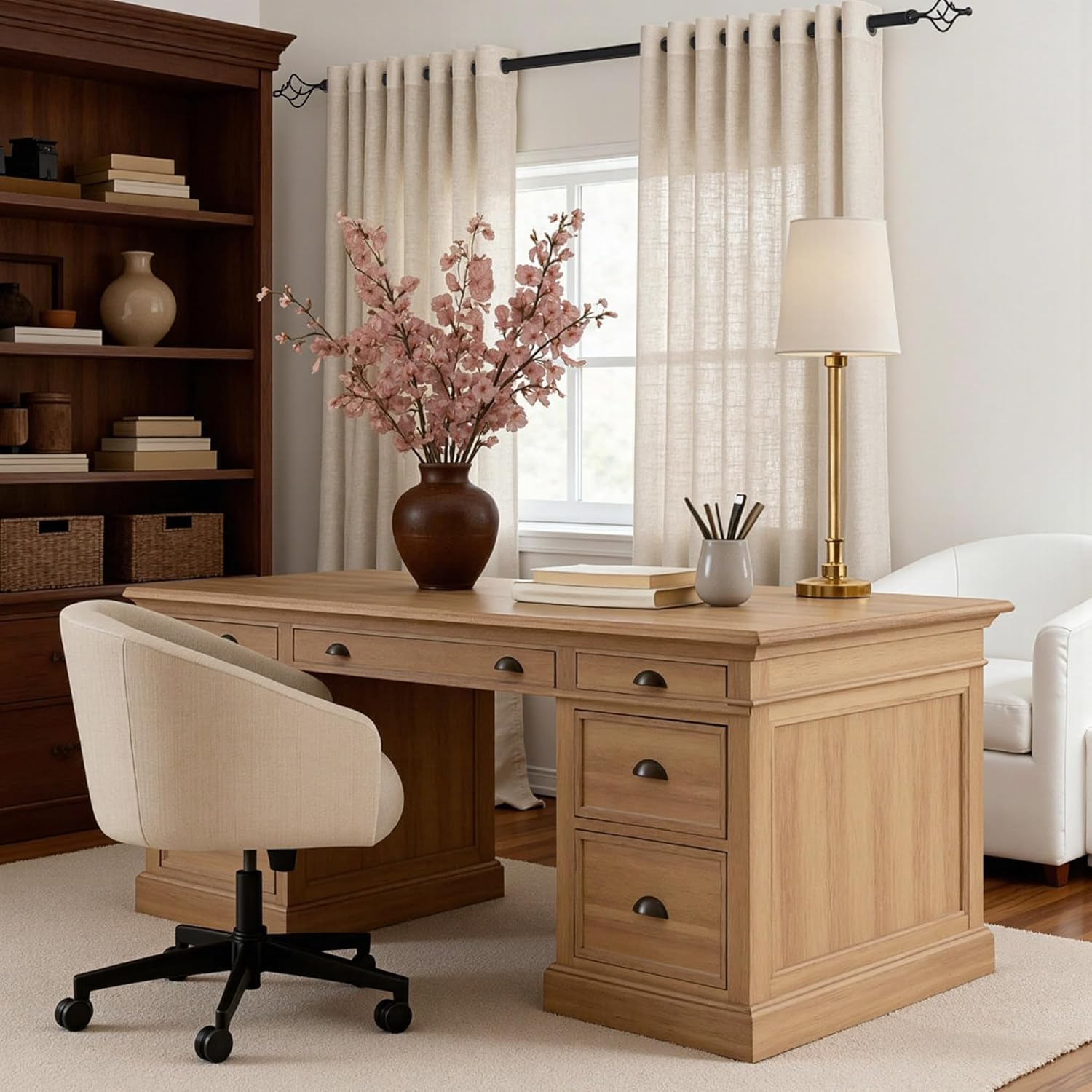 Thumbnail 6 de Leinen-Gardinen mit Ösen (2er-Set) Beige Natur – blickdicht, lichtdurchlässig für Wohnzimmer & Schlafzimmer