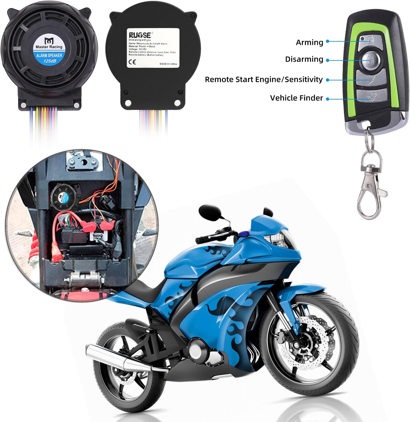 Thumbnail 3 de Rupse Motorrad-Alarmanlage 125 dB mit Start-Stopp per Fernbedienung (2 Fernbedienungen)