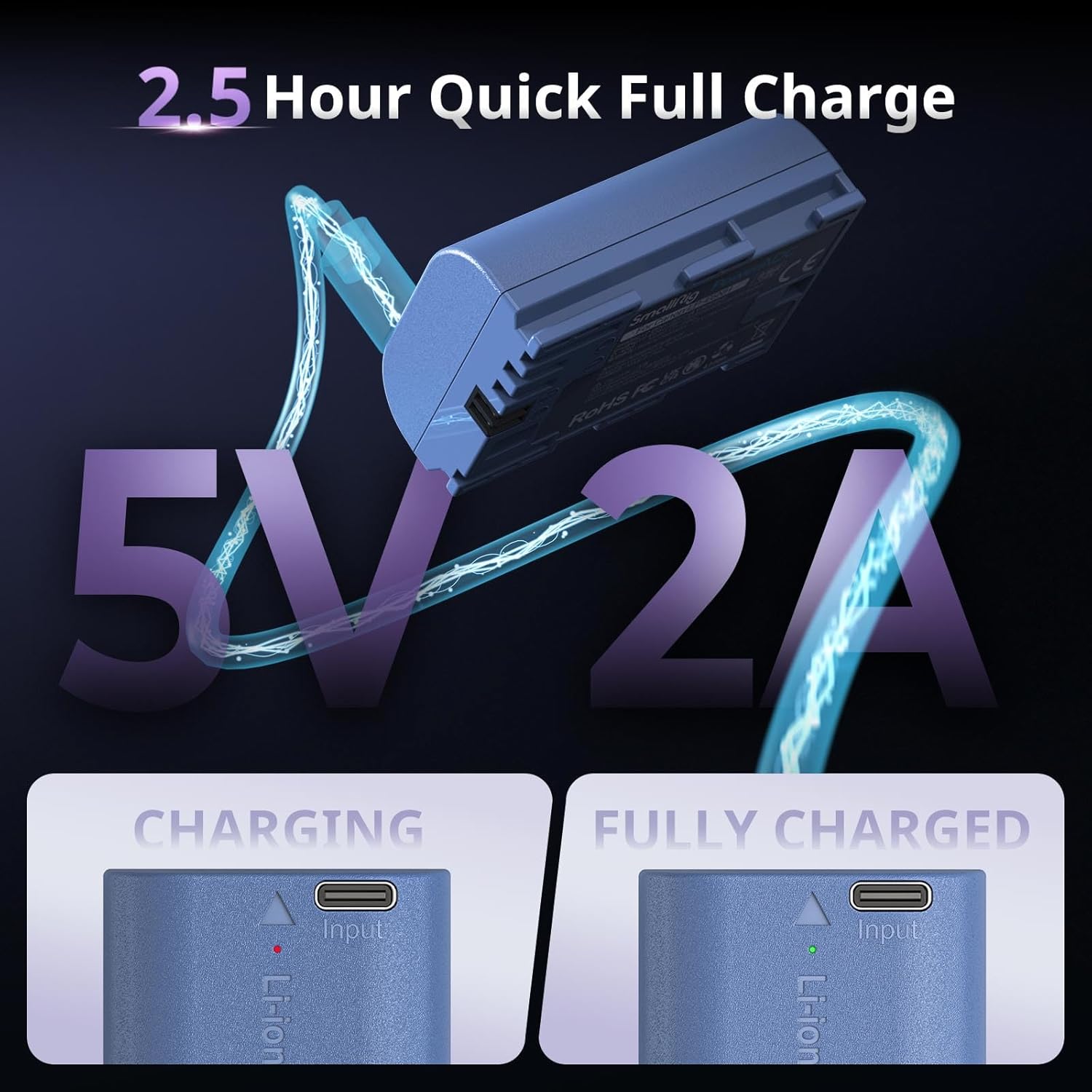 Thumbnail 3 de Batterie SMALLRIG LP-E6P 2520 mAh USB-C compatible Canon (remplacement LP-E6P)