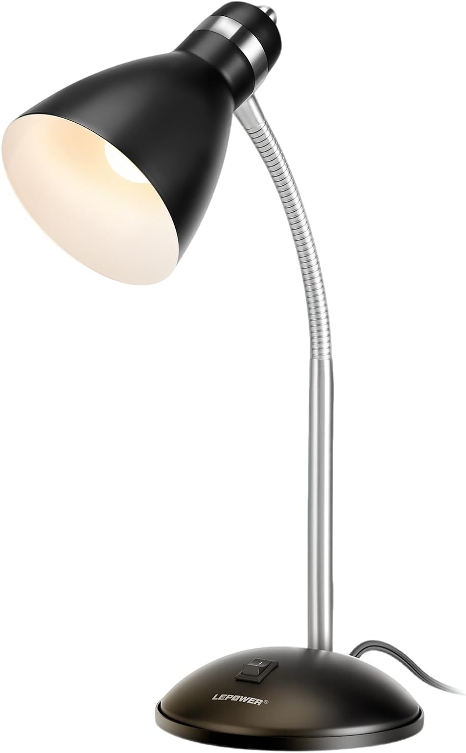Detalle de LEPOWER UT2032 Metal Desk Lamp, Adjustable Gooseneck, Black, E26