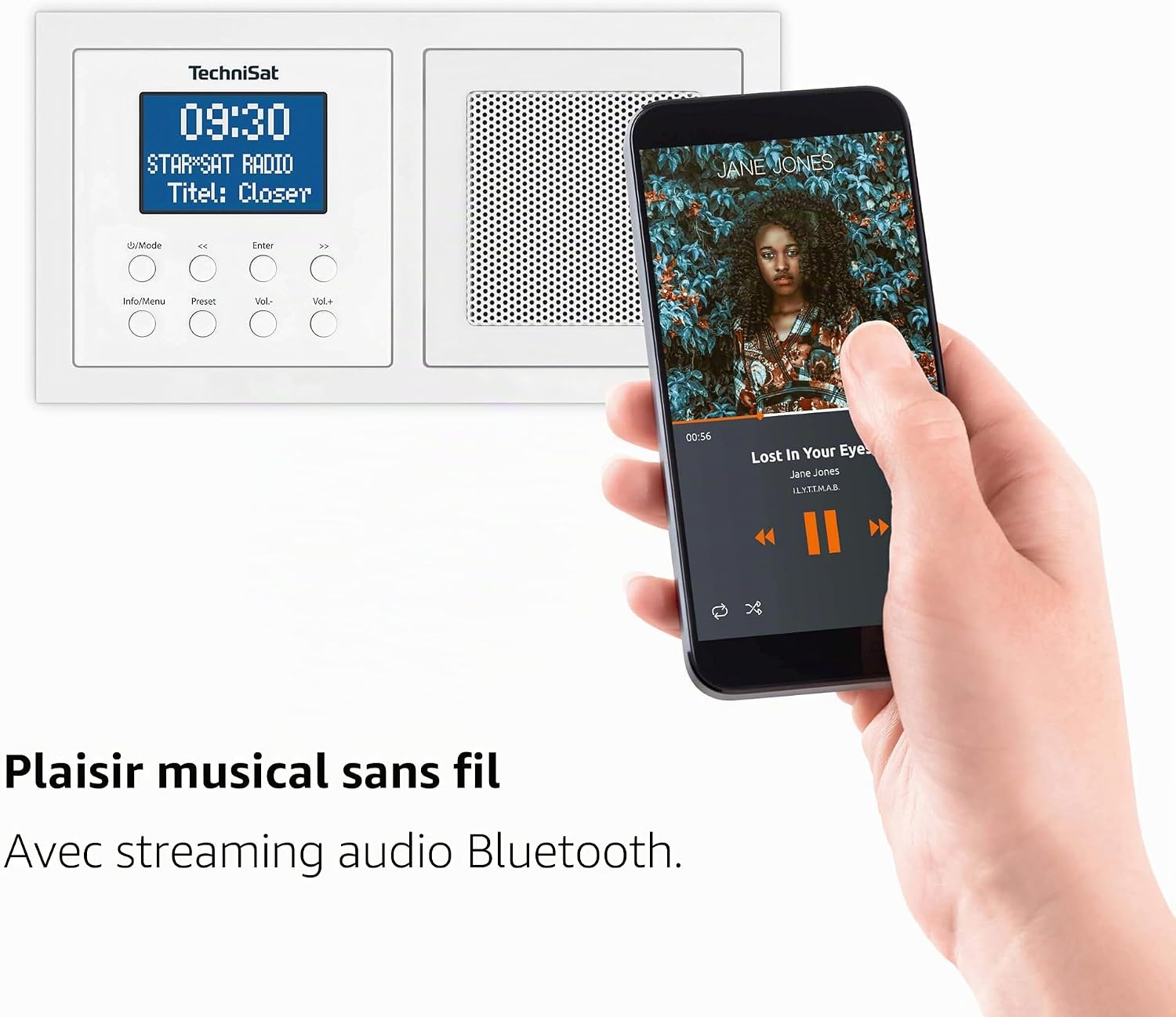 Thumbnail 6 de TechniSat DIGITRADIO UP 55 – Radio DAB+/FM encastrable, OLED dimmable et Bluetooth, 2 W – montage flexible et design blanc RAL 9016